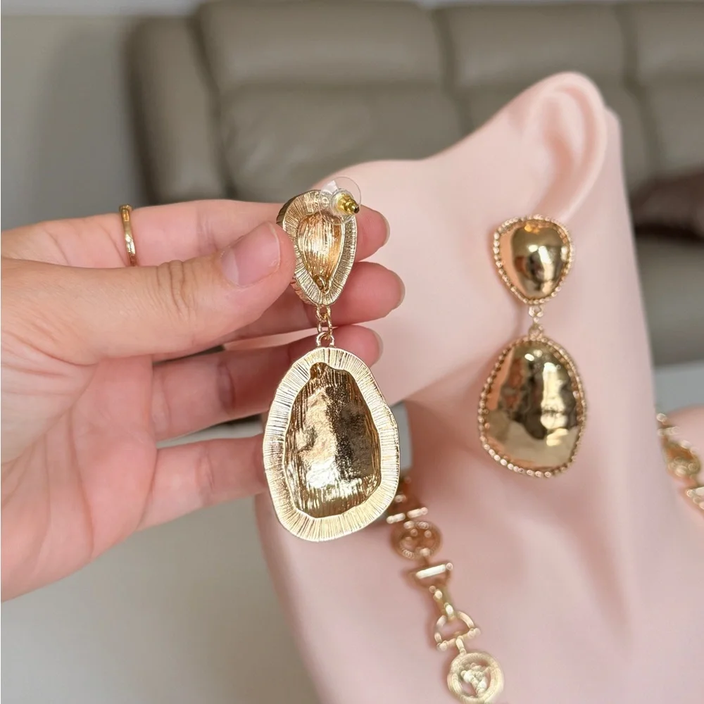 Gold Drop Statement Earrings - Women Jewelry